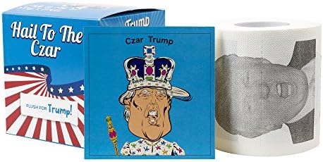 Donald Trump Toilet Paper / Custom Colorful Gift Box / Funny Trump Caricature In An Emperor Crown and Robe / Single TP Roll / BONUS Trump Sticker