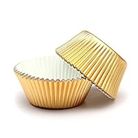 Swity Home 200 Pcs Gold Foil Metallic Cupcake Case Liners for Wedding Party Birthday Decoration, Set of 200(Gold)