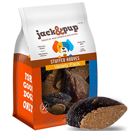 Jack&Pup Filled Cow Hooves for Dogs; Stuffed Dog Chew Hoofs (Flavors