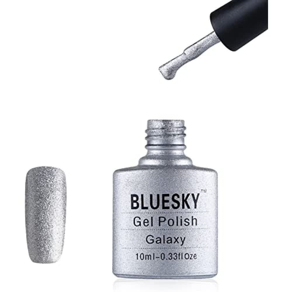 Bluesky Gel Nail Polish, Galaxy, Silver, 10 ml (Requires Drying Under UV LED Lamp)