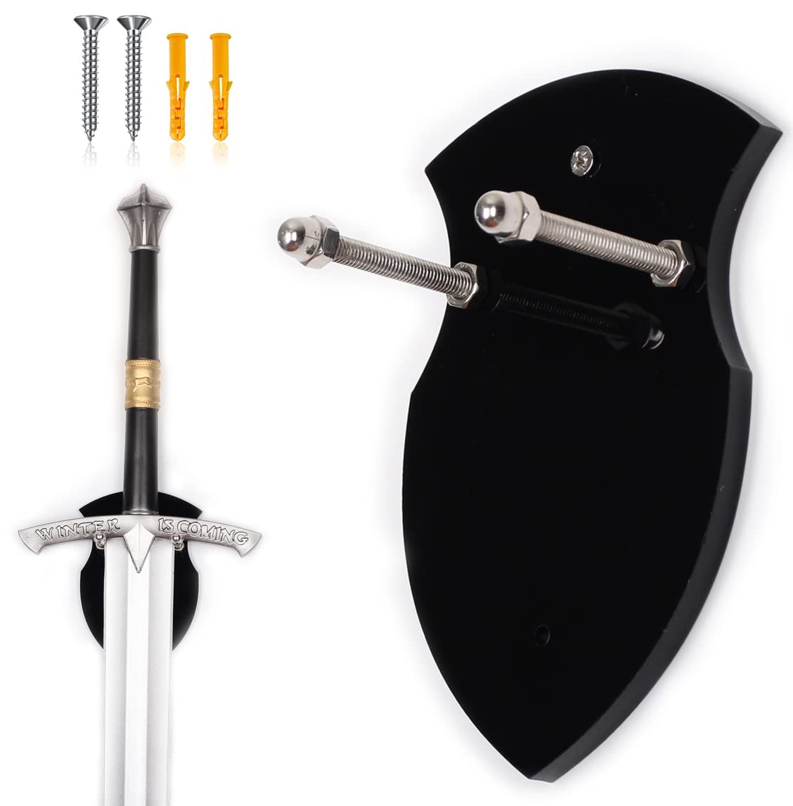 WANLIAN Wall Mounted Sword Hook - Single Sword Vertical Display Rack (Black, 1 Pack)