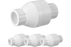Geetery 4 Pcs PVC Inline Check Valve Solvent Connections White Plastic Backflow Preventer Pipe Fittings Check Socket Schedule (1 Inch)