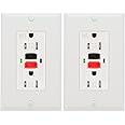 2 Pack - POWAWINI GFCI Outlet 15 Amp, UL Listed, Self-Test GFI Receptacles, TamperResistant, Weather Resistant, LED Indicator