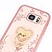 Galaxy S7 Edge Case, S7 Edge Case, CaseUp Glitter Crystal Heart Floral Series - Slim Luxury Bling Rhinestone Clear TPU Case With Ring Stand For Samsung Galaxy S7 Edge, Rose Gold