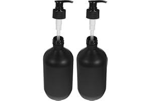 BIUDECO 2pcs 500ml Matte Black Shampoo and Conditioner Dispenser Bottles with Pump, Refillable Empty Soap