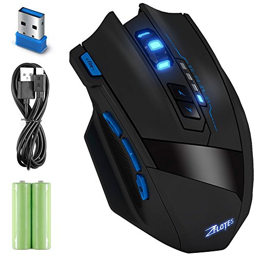 Wireless Gaming Mouse Rechargeable 2.4GHz Professional Optical with Adjustable 2500DPI for Gamer PC Laptop Desktop Notebook (1500 mAh)