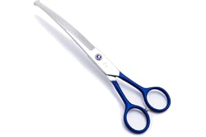 LovinPet Pet Grooming Scissors Curved Right/Left-Handed Pet Round-Tip Grooming 6CR Stainless Steel Safety trimming shears for Dogs and Cats (Easy use Curved Scissor)