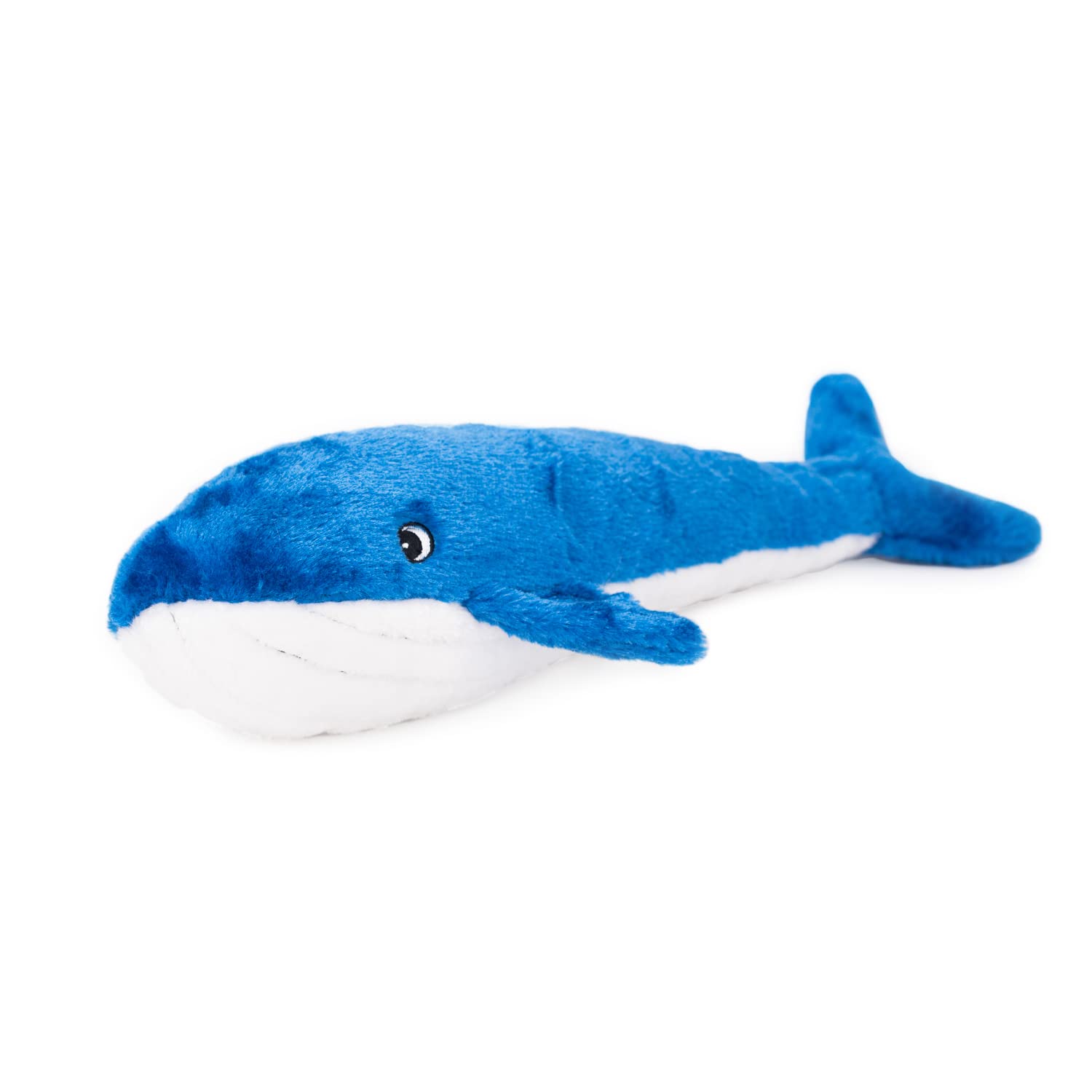 ZippyPaws - Jigglerz Tough Stuffing Squeaky Plush Dog Toy, Ocean Themed Toys - Blue Whale