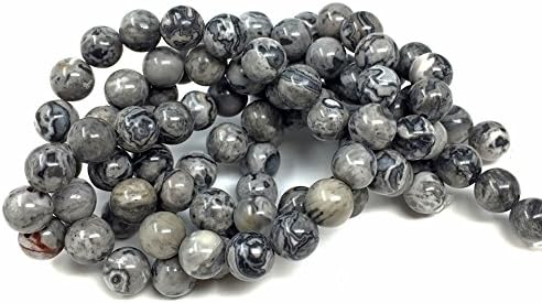 Chengmu 8mm Map Stone Beads Natural Gem Round Loose Beads for Jewelry Making for Bracelet Necklace