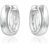 Sterling Silver Ear Cuff Hinged Huggie Hoop Earrings for Women, 16mm Diameter