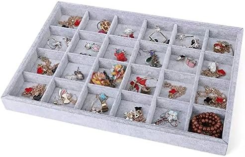 ZJKJ Jewelry Display Tray Velvet Earring Showcase Cufflinks Storage Holder Organizer