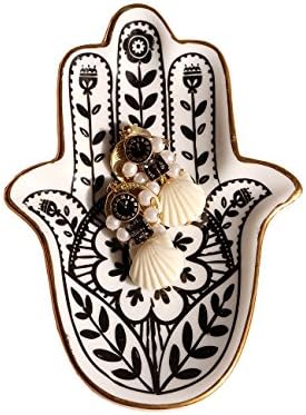 Trinket Dish Small Jewelry Tray Decorative Plate For Rings Earrings Necklace Bralect (Black-hand)