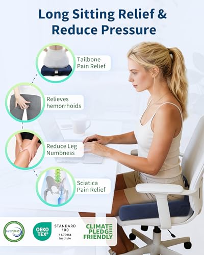 HOMCA Foldable and Adjustable Anti-Bedsore Pillow, Memory Foam Coccyx Cushion for Bedridden People and Long Sitting Periods (Blue)