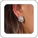 Iaceble Sparkly Cubic Zirconia Crystal Earrings Rhinestone Teardrop Stud Earrings Gold Cz Paved Earrings Crystal Chunky Hoop Earrings Wedding Bridal Earrings Jewelry for Women