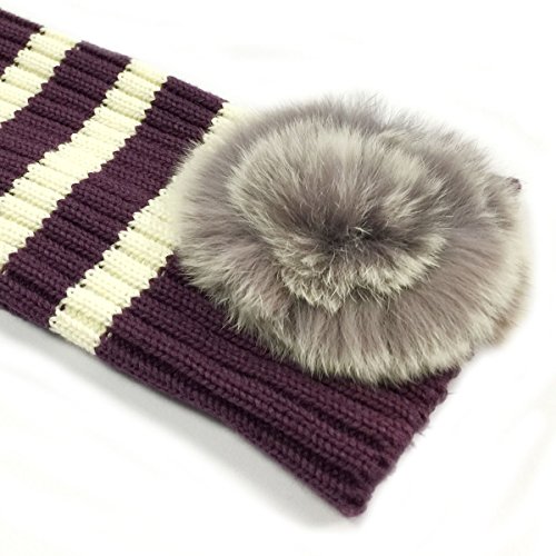 Wrapables Children's Striped Leg Warmers with Pom Pom, Purple
