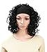 OneDor Women's Fashion 3/4 Full Head Curly Hair Wig With Headband (1# - Black)