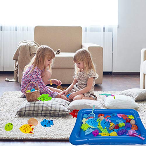 Rainbow Kingdom Magnetic Fishing Game Bath Toy Fishing Toy Bathtub Toys Water Toys for Kids Over 3 Years Old