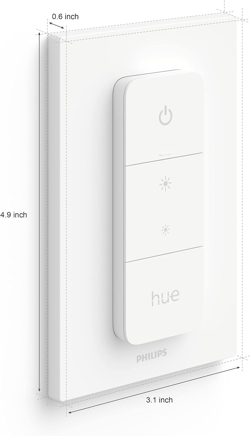 Philips Hue Smart Dimmer Switch with Remote, White - 1 Pack - Turns Hue Lights On, Off, Dims or Brightens - Requires Hue Bridge - Easy, No-Wire Installation - View 2