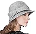 Women Solid Color Winter Hat Wool Cloche Bucket with Bow Accent,Grey, One Size