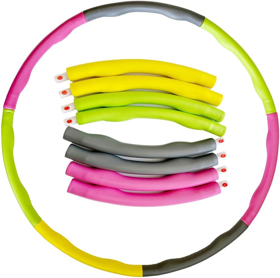 Omni Fitness Hula Hoop for Adults - Weighted, Adjustable Sports Hoola Hoop for Exercise - Fast Weight Loss, 8 Detachable Sections, Snap Together Soft Hula Hoop - Professional Fat Burning Hooping