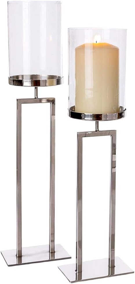 Pureday Lantern New York Candle Holder Metal Glass Silver Amazon De Kuche Haushalt