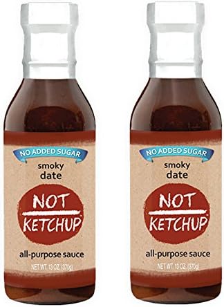 Not Ketchup Paleo BBQ Sauce, No Sugar Added, Gluten Free, Dipping, Grilling and Marinating Sauce, 13 oz Bottle (Smokey Date, 2-Pack)
