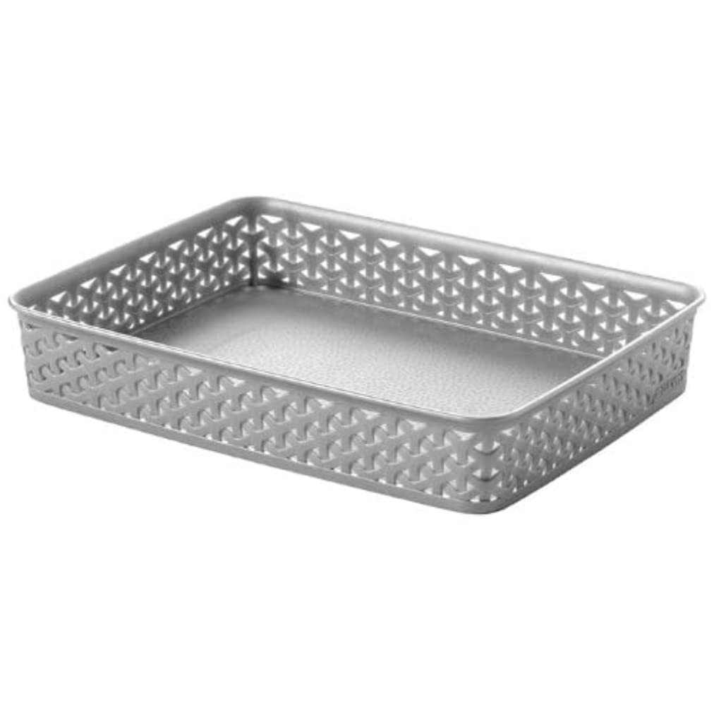 Curver 00095-087-00 "My Style - office" Basket, Silver, 36 x 26 x 6 cm