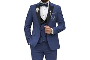 Wangyue Men's Tuxedo Suit 3 Piece Slim Fit Suit for Men Tuxedo for Men Wedding Party Dinner Prom