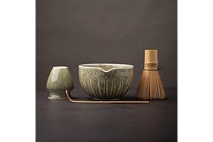TANG PIN Matcha Set - Match Bowl and Whisk, 15 OZ, Matcha Scoop | Matcha Whisk Stand (Chasen Holder) - 4pc Perfect Matcha Kit