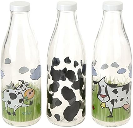 Lot De 3 Bouteille De Lait Verre 1 Litre Ref 3459 Code Amazon Fr Cuisine Maison