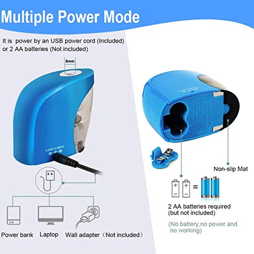 Pencil Sharpener,Electric Pencil Sharpener for NO.2 Pencils and Colored Pencils,Portable Automatic Electric Sharpener Feature for Home/School/Classroom/Office,USB or 2AA Batteries BLUE
