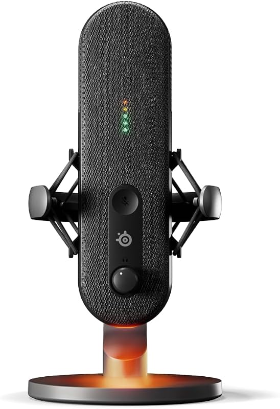 Alias USB-Mikrofon für PC – 3 Mal größere Kapsel fürs Gaming, Streaming und Podcasting – KI-gestützte Geräuschunterdrückung – LED-Stummschalttaste + Pegelüberwachung – Stoßdämpfer