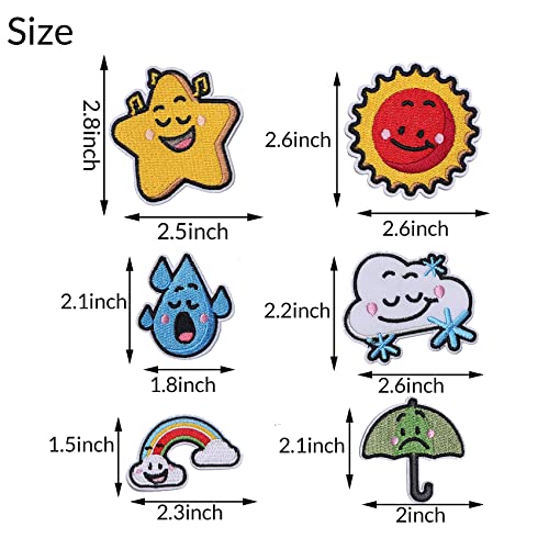 GYGYL 15pcs Embroidered Patches, Weather Theme Iron on Patch, DIY Sew Applique Repair Patch, Sew On/Iron On Patch for Jackets, Jeans, Pants,Backpacks, Clothes
