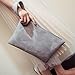 Hunputa Women Leather Handbag Clutch Evening Bag Simple Retro Envelope Package (Gray)