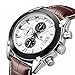 Megir Mens Sport Leather Watch Military Chronograph Analog Quartz Multifunction Wrist Watch