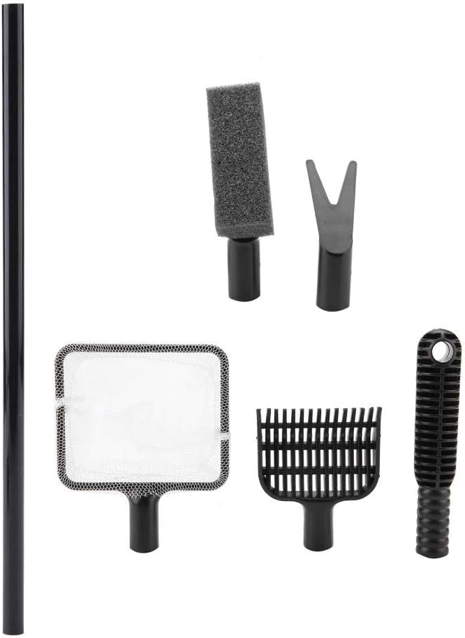 4 in 1 Portable Aquarium Cleaning Tool Set Long Handle Fish Tank Cleaner Include Fish Net Shovel Sponge Brush Plant Fork