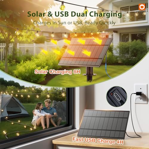 addlon 100FT Solar String Lights Outdoor with Remote, 54 LED Shatterproof | USB Charging, 20+ Hour Runtime, Dimmable & Timable, G40 Waterproof Solar Lights for Outside Backyard Patio Garden Decor