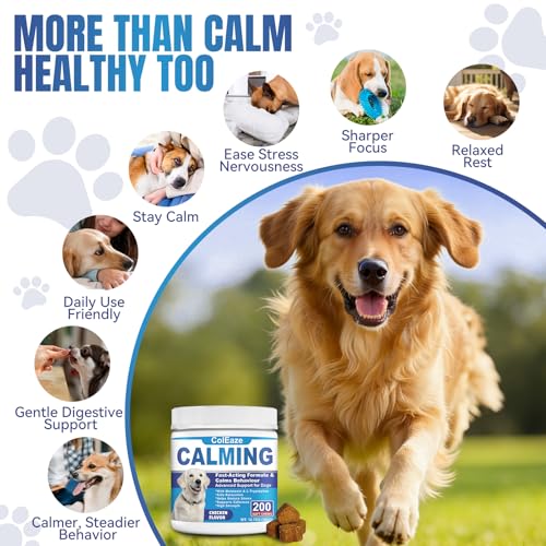 ColEaze Calming Chews for Dogs Puppy Dog Calming Chews, Help Manage Stress and Promote Relaxation Sleep Aid Calm Dog from Noise, Thunder, Barking, Separation, Small Medium Large & All Breeds