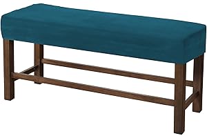 GAMUKAI Velvet Spandex Bench Covers – Soft, Thick Stretchable Slipcover for Dining Room, Living Room, Bedroom | Removable & Machine Washable Bench Seat Protector (Teal, Medium)