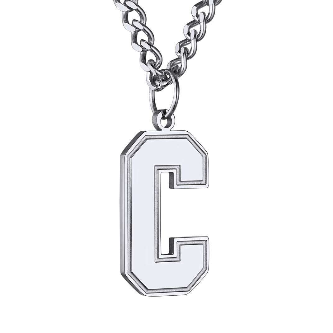 GoldChic Jewerly Baseball Initial C Tag For men, 316L Stainless Steel Baseball Lovers Sport Jewellry