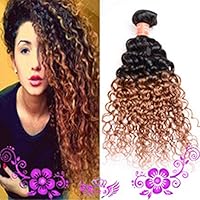 QSFY Hair 1B/27 Ombre Brazilian Kinky Curly Hair Weave 3 Bundles Virgin Kinky Curly Human Hair Weave 9A Unprocessed Hair Weft Extensions