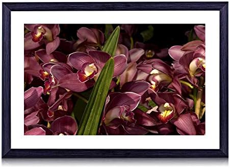 80cmx60cm 木製の黒色のフォトフレーム 蘭の花たくさん葉クローズアップ 壁掛け 壁飾り 壁ポスター おしゃれ ウォールアート アートパネル 壁の絵 インテリア絵画 額縁 部屋飾り 装飾画