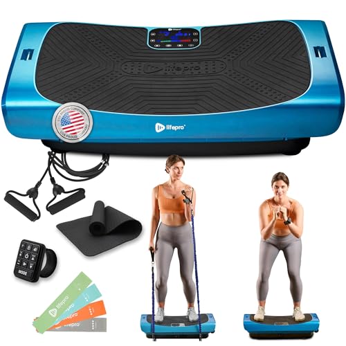 Photo 1 of ***POSSIBLY FOR PARTS/ TURNS OFF AFTER 5 MINS MISSING OTHER ASSEMBLY PIECES**** LifePro Rumblex 4D Pro Vibration Plate - Whole Body Vibration Platform Exercise Machine - Home Workout Equipment for Weight Loss, Toning & Wellness - Full Bundle of Bands, Str
