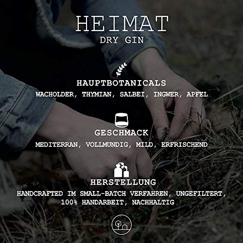 HEIMAT Dry Gin 43% - 18 mediterranen Botanicals wie Apfel, Salbei, Thymian, Lavendel, Ingwer - Exklusiver Gin aus Deutschland - prämiert Gin World Spirit Awards 2022 (500ml) – Bild 6