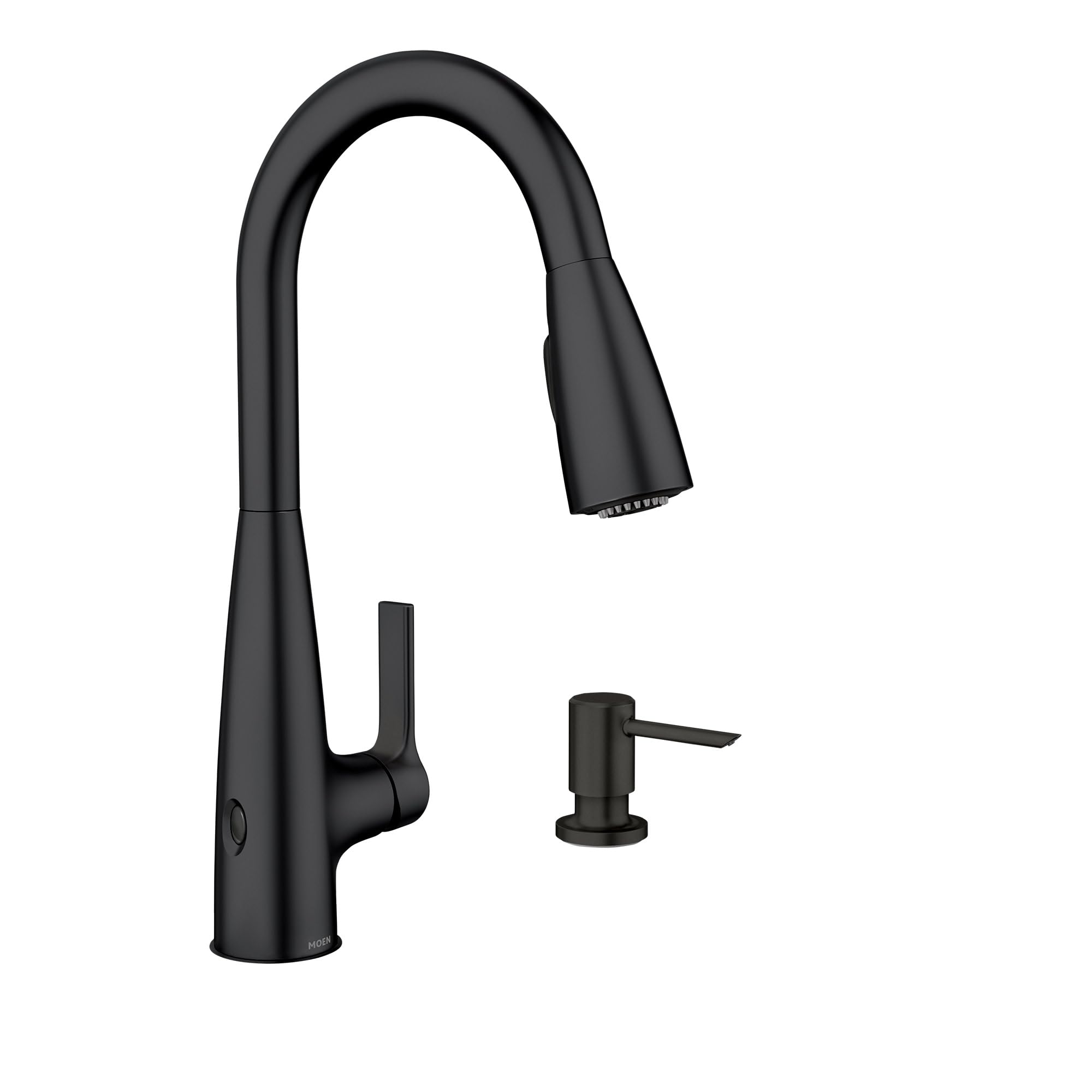 Moen Haelyn Matte Black Touchless Single-Handle Pull-Down Sprayer Kitchen Faucet with Soap Dispenser, Features Power Clean for a Faster Wash, 87627EWBL Image Moen Haelyn Matte Black Touchless Single-Handle Pull-Down Sprayer Kitchen Faucet with Soap Dispenser, Features Power Clean for a Faster Wash, 87627EWBL Image