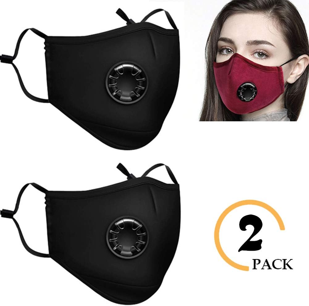 Dust Mask, Adjustable Anti Dust Face Mouth Mask, Anti PM2.5 Breathing Mask Cotton Haze Valve Anti-dust Mouth Healthy Mask Activated Carbon Filter Respirator Mouth-Muffle Mask 2 Black