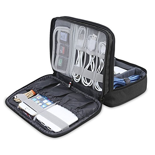 image for BUBM Electronic Organizer, Double Layer Electronic Bag for Cables, Plu