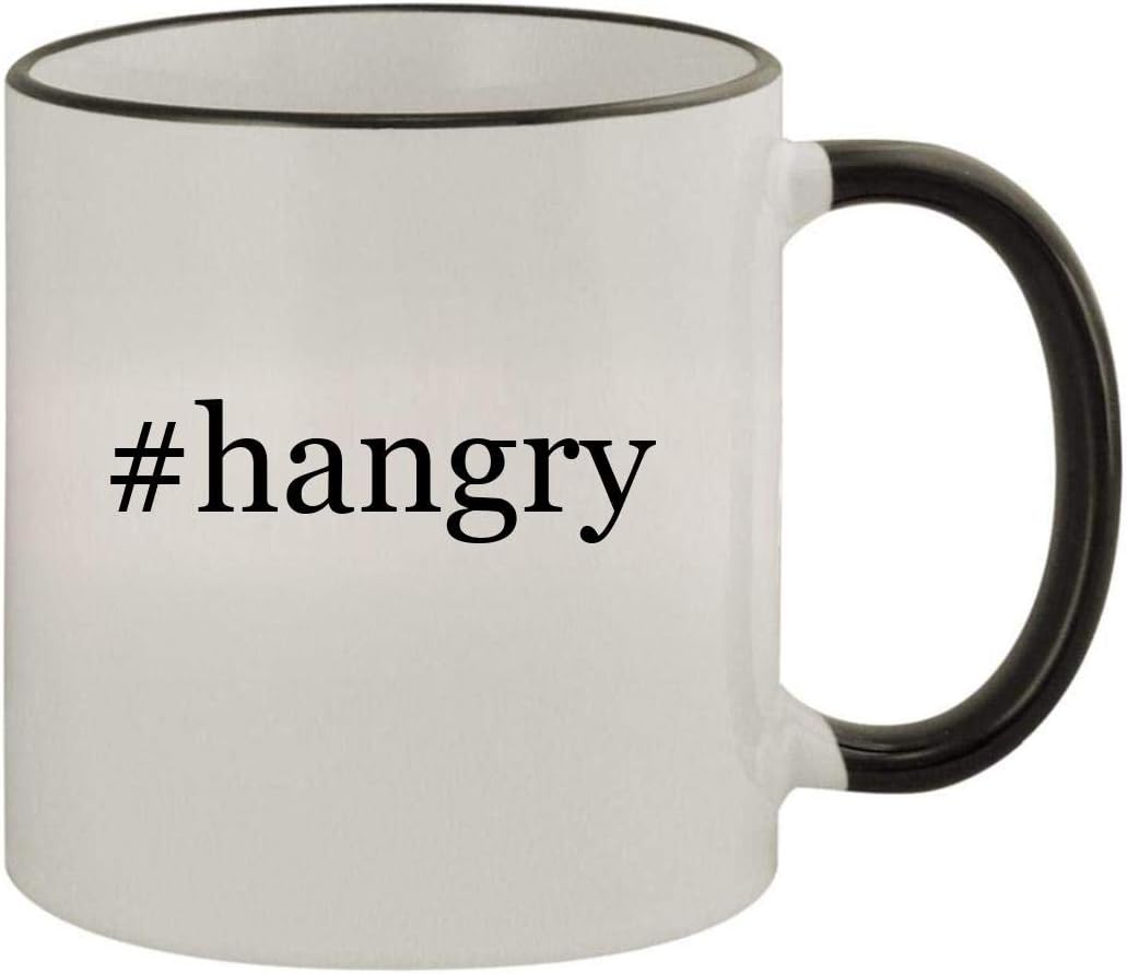 #hangry - 11oz Ceramic Colored Rim & Handle Coffee Mug, Black