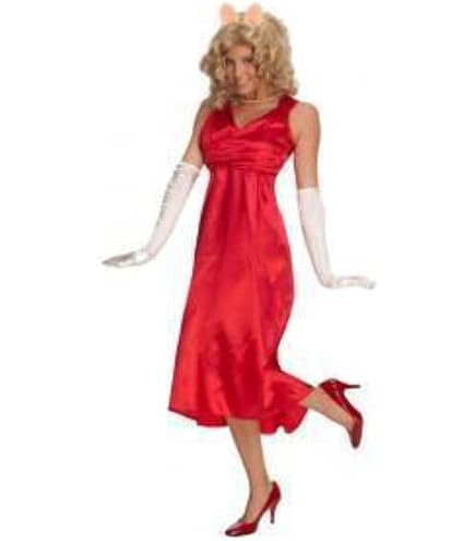 Deluxe Disney Miss Piggy Women's Costume - Red Sequin Dress, Nose, Gloves, & Accessories