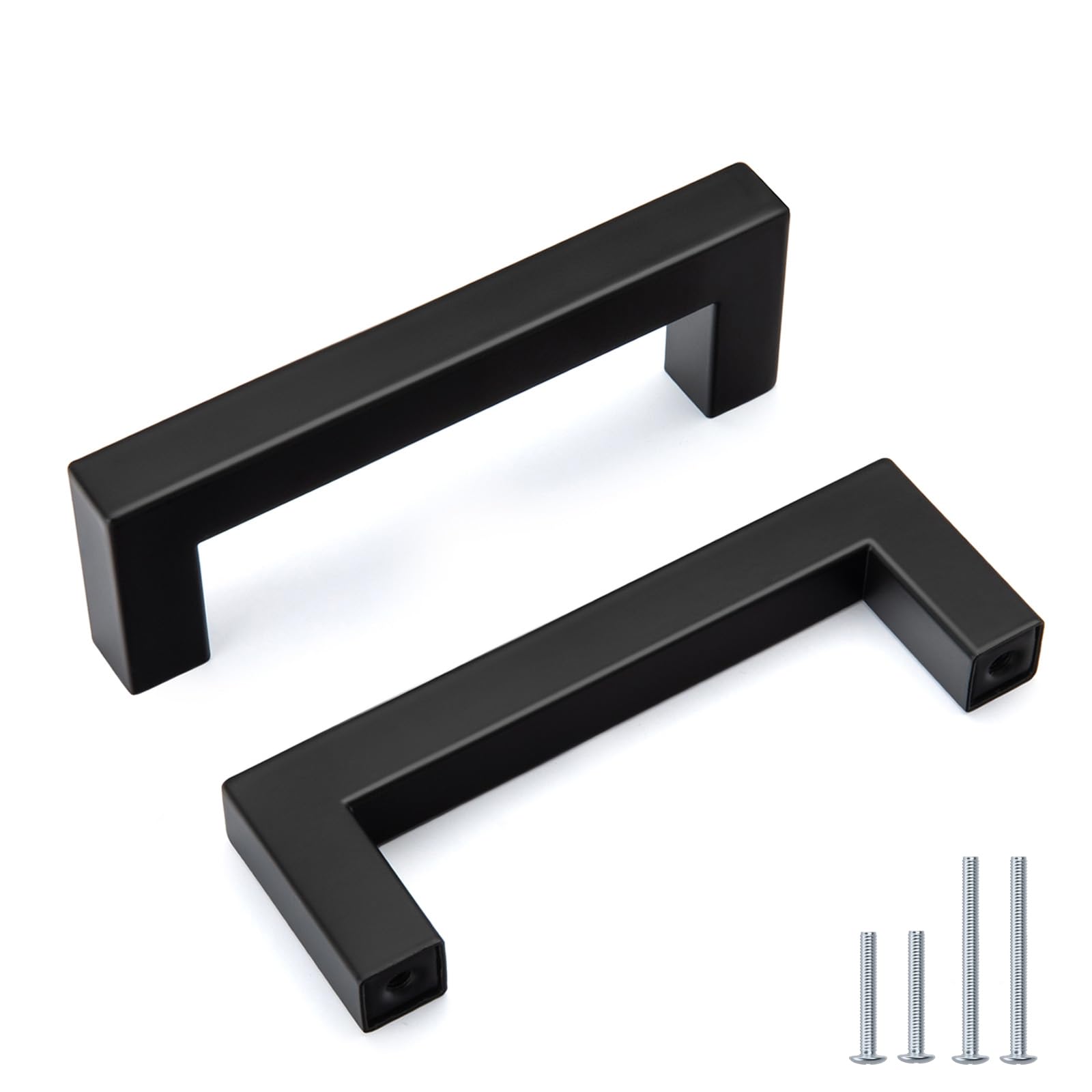 Goldenwarm 30 Pack 3inch(76mm) Black Cabinet Handles Matte Black Cabinet Pulls Stainless Steel Drawer Handle Modern Kitchen Hardware Cabinets Cupboard Image